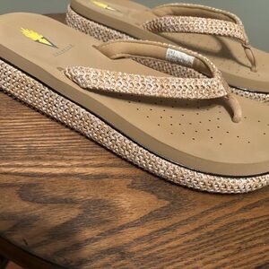 Volatile Tan Woven Sandals